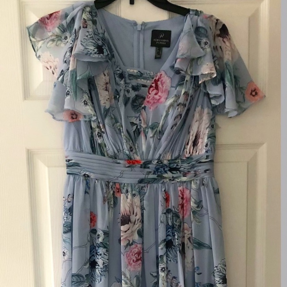 Chiffon Gown with Flutter Sleeve
